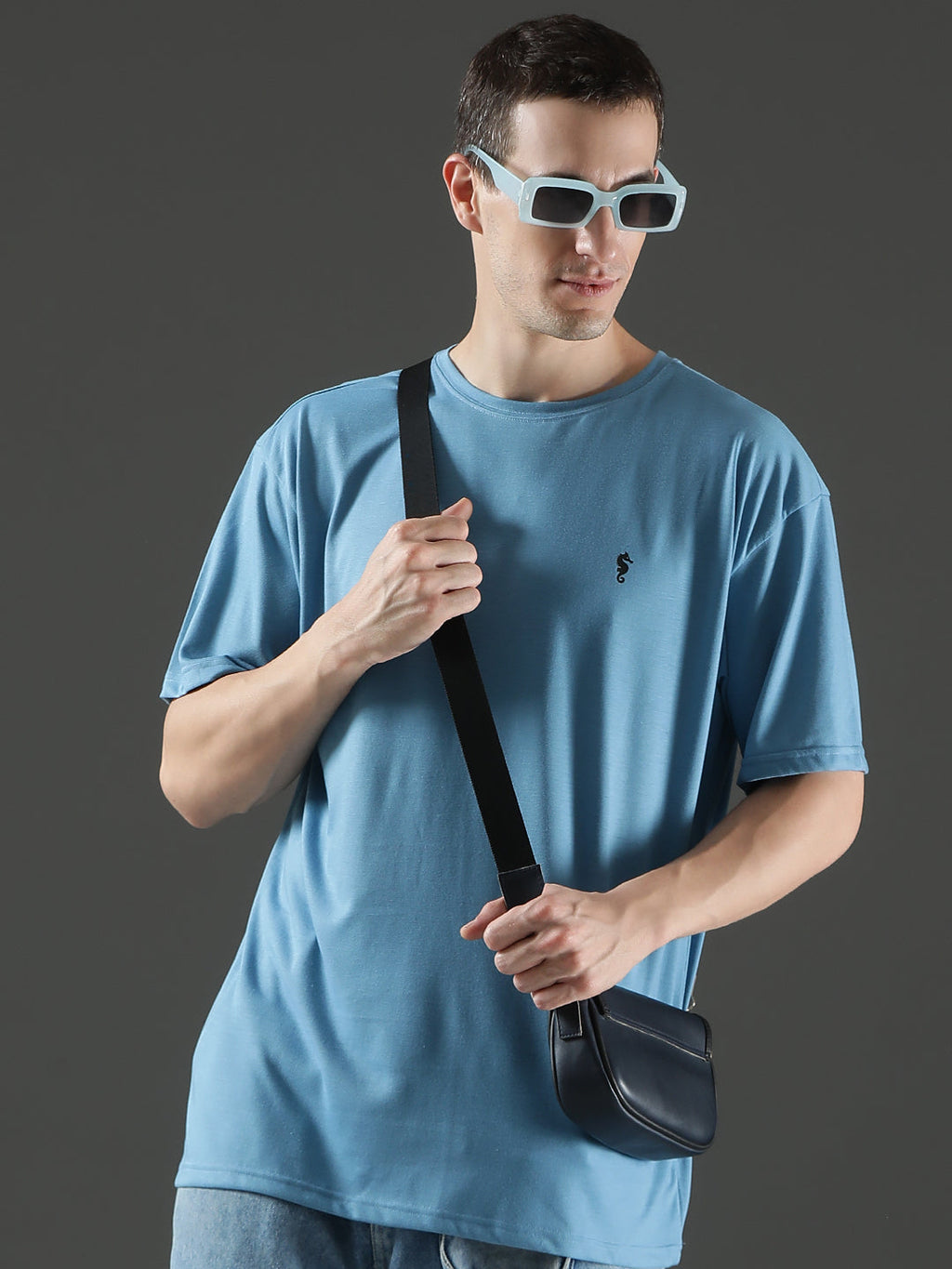 Single Jersey Oversized Round Neck Drop Shoulder Half Sleeve T-Shirt