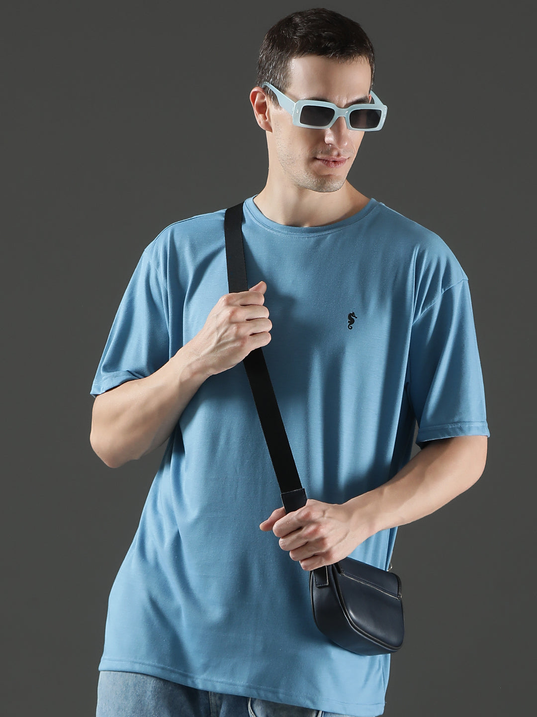 Single Jersey Oversized Round Neck Drop Shoulder Half Sleeve T-Shirt