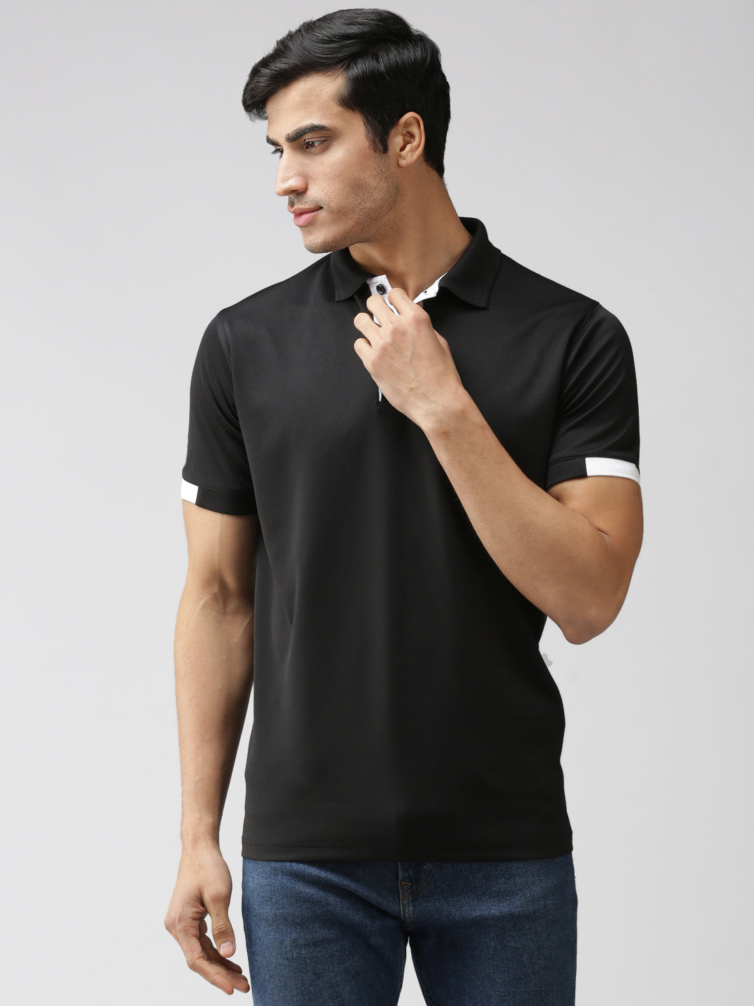 Slim Fit Polo Neck Half Sleeve T-Shirt