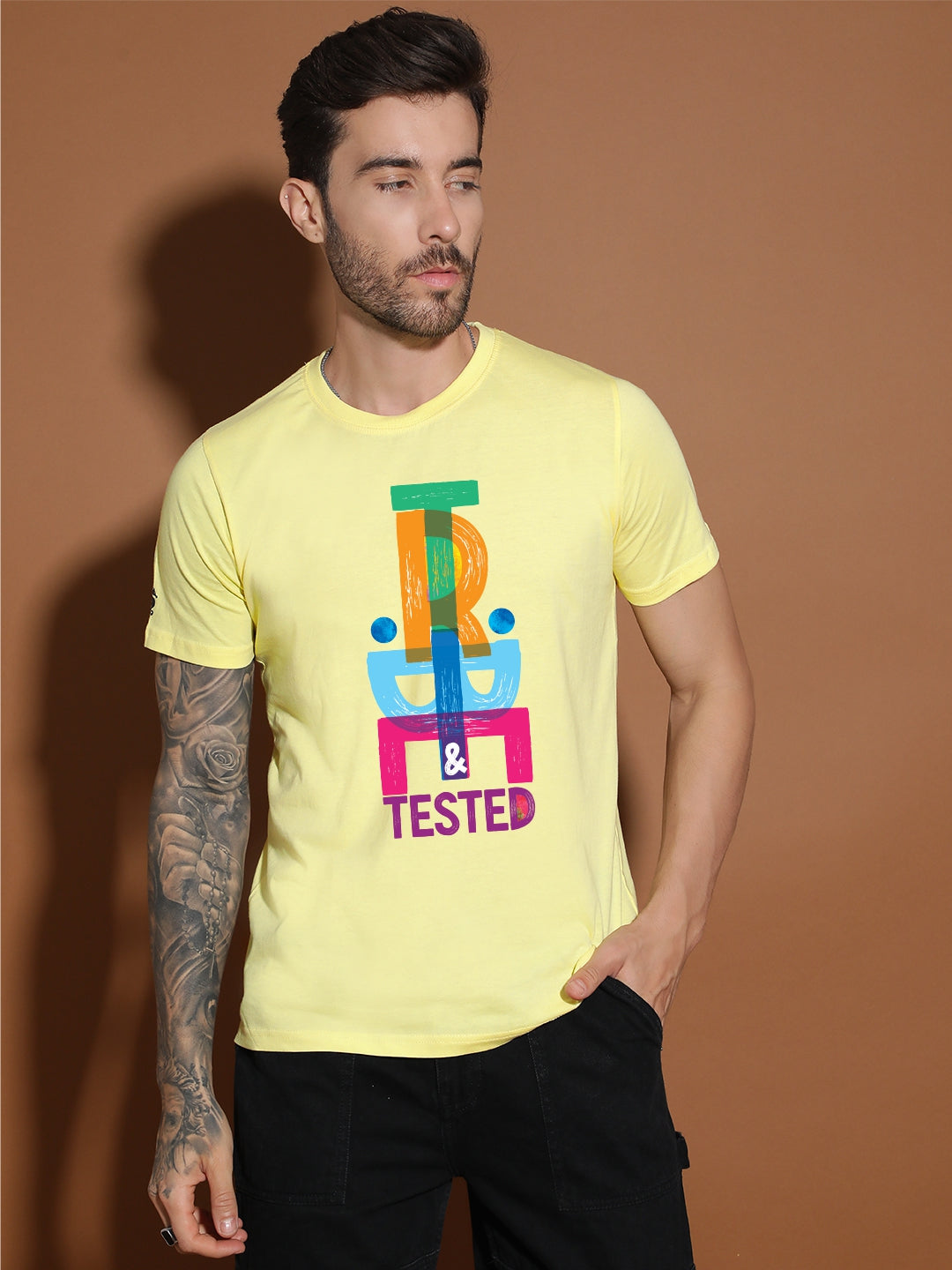 Breezer Tribe Men’s Cotton Single Jersey Round Neck Regular Fit Printed Half Sleeve Casual T-Shirt
