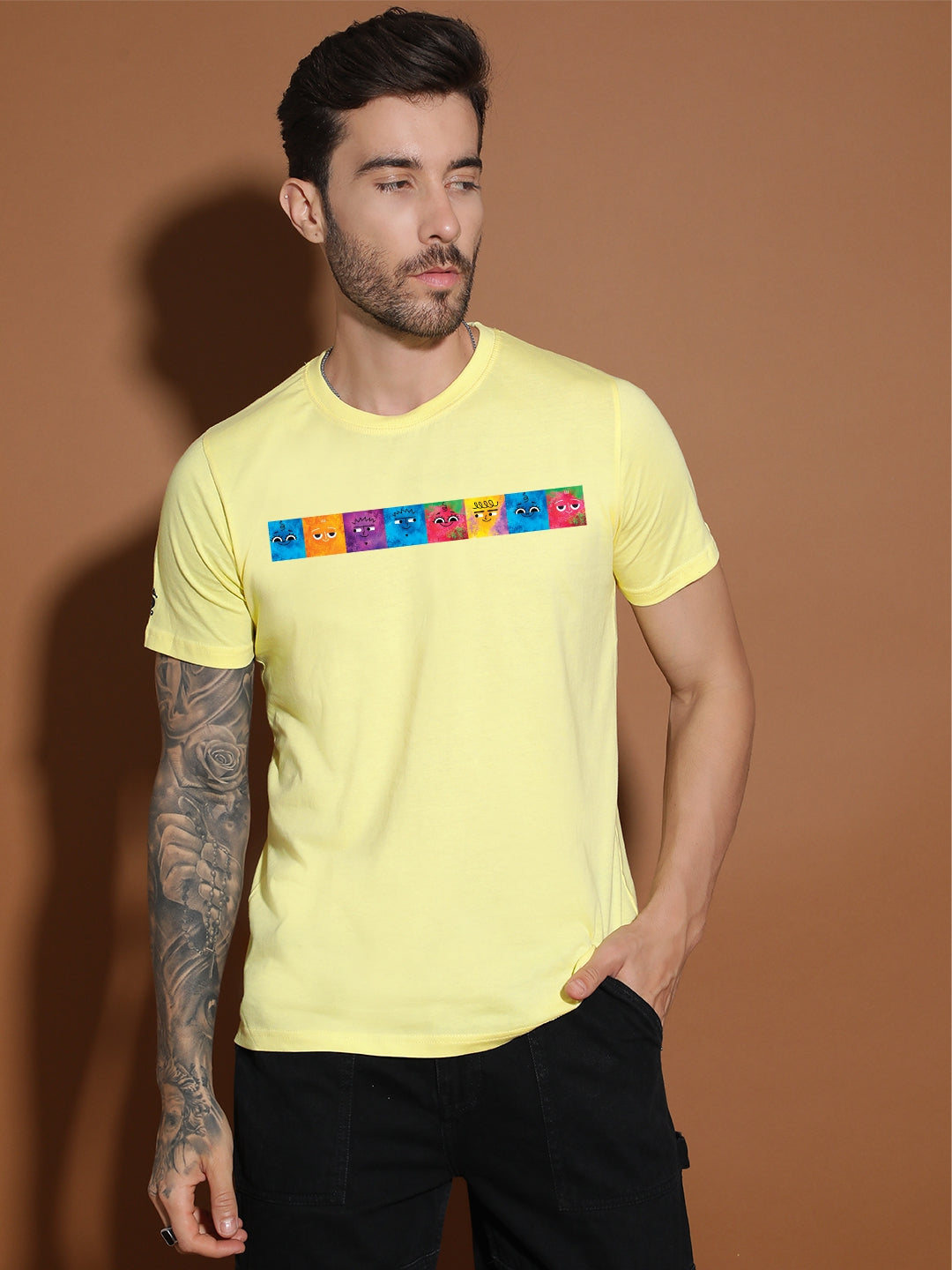 Breezer Tribe Men’s Cotton Jersey Half Sleeve Round Neck Regular Fit Printed Casual Tee