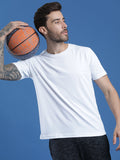 Polyester Lycra Jacquard Textured Round Neck Slim Fit Half Sleeve T-Shirt