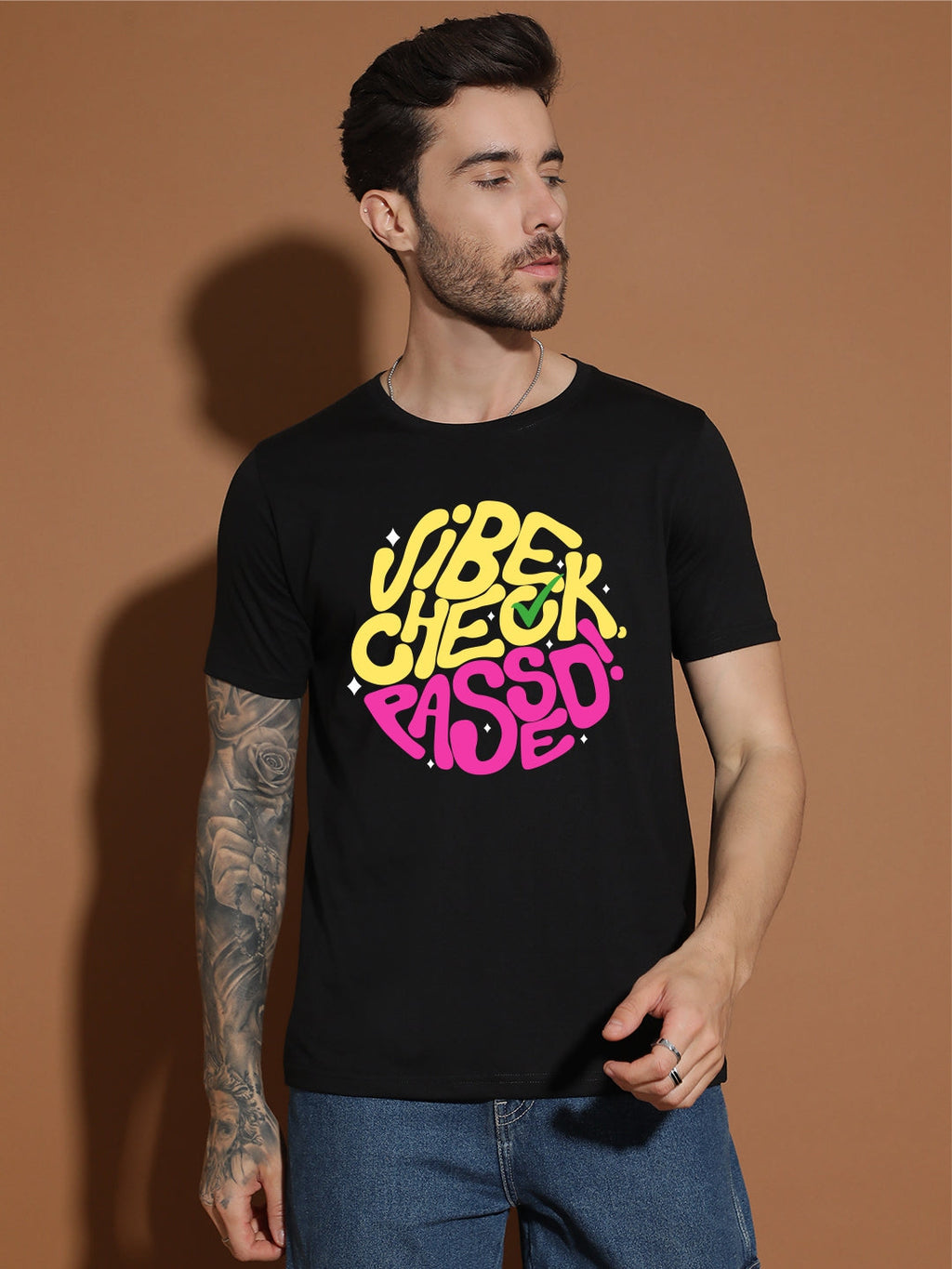 Breezer Tribe White Round Neck Cotton T-Shirt for Men | Regular Fit, Half Sleeves, Casual Printed Style