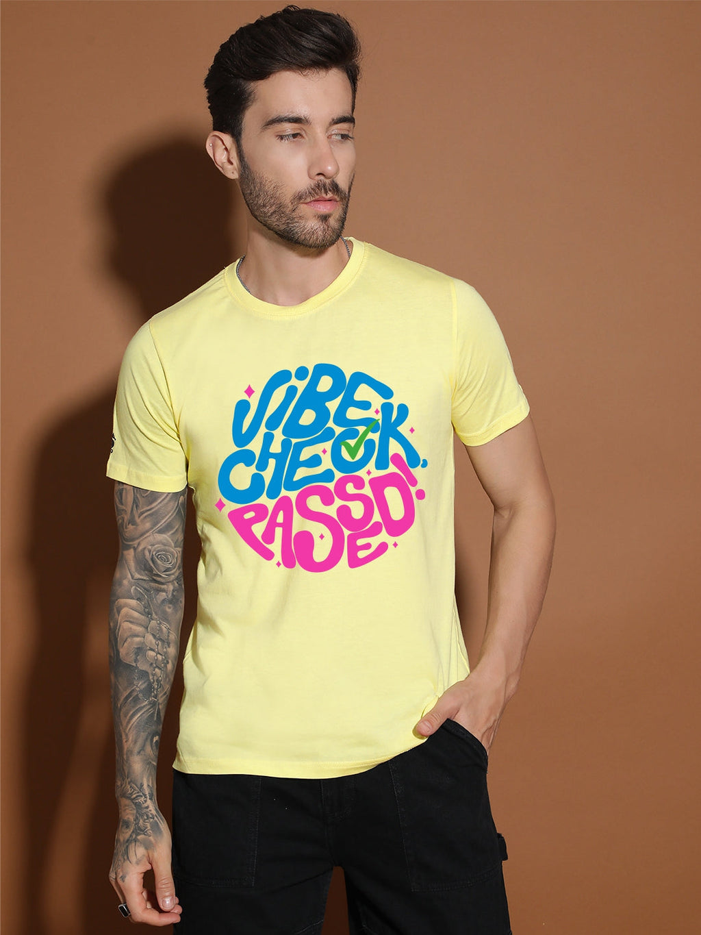 Breezer Tribe White Round Neck Cotton T-Shirt for Men | Regular Fit, Half Sleeves, Casual Printed Style