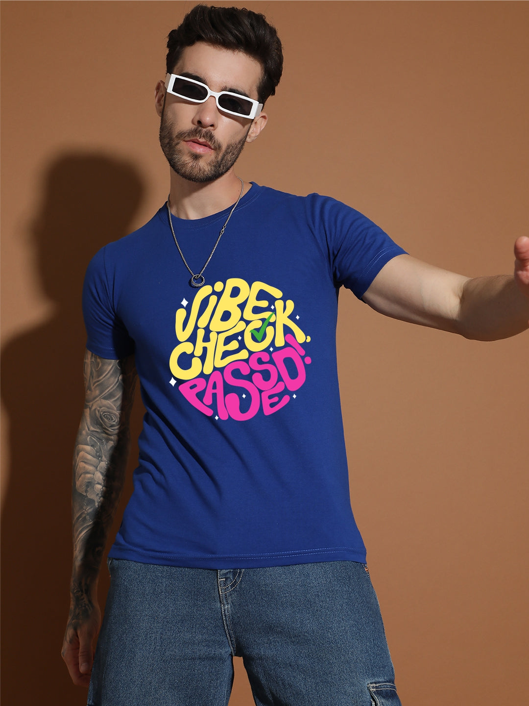 Breezer Tribe White Round Neck Cotton T-Shirt for Men | Regular Fit, Half Sleeves, Casual Printed Style