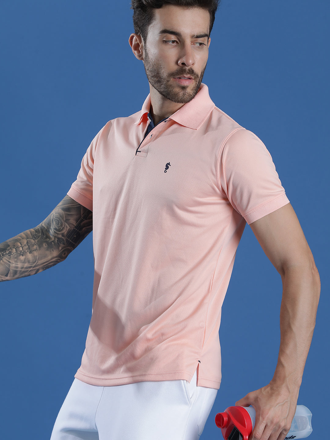 Dryfit Textured Structured Polo Neck Half Sleeve Casual T-Shirt