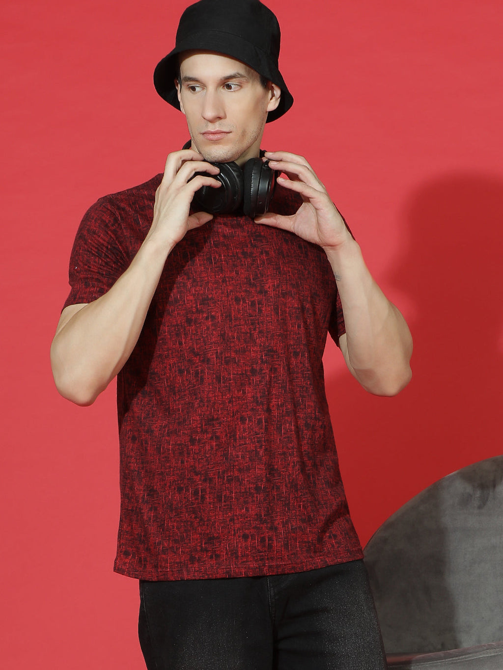 Single Jersey Round Neck Slim Fit Printed Half Sleeve T-Shirt