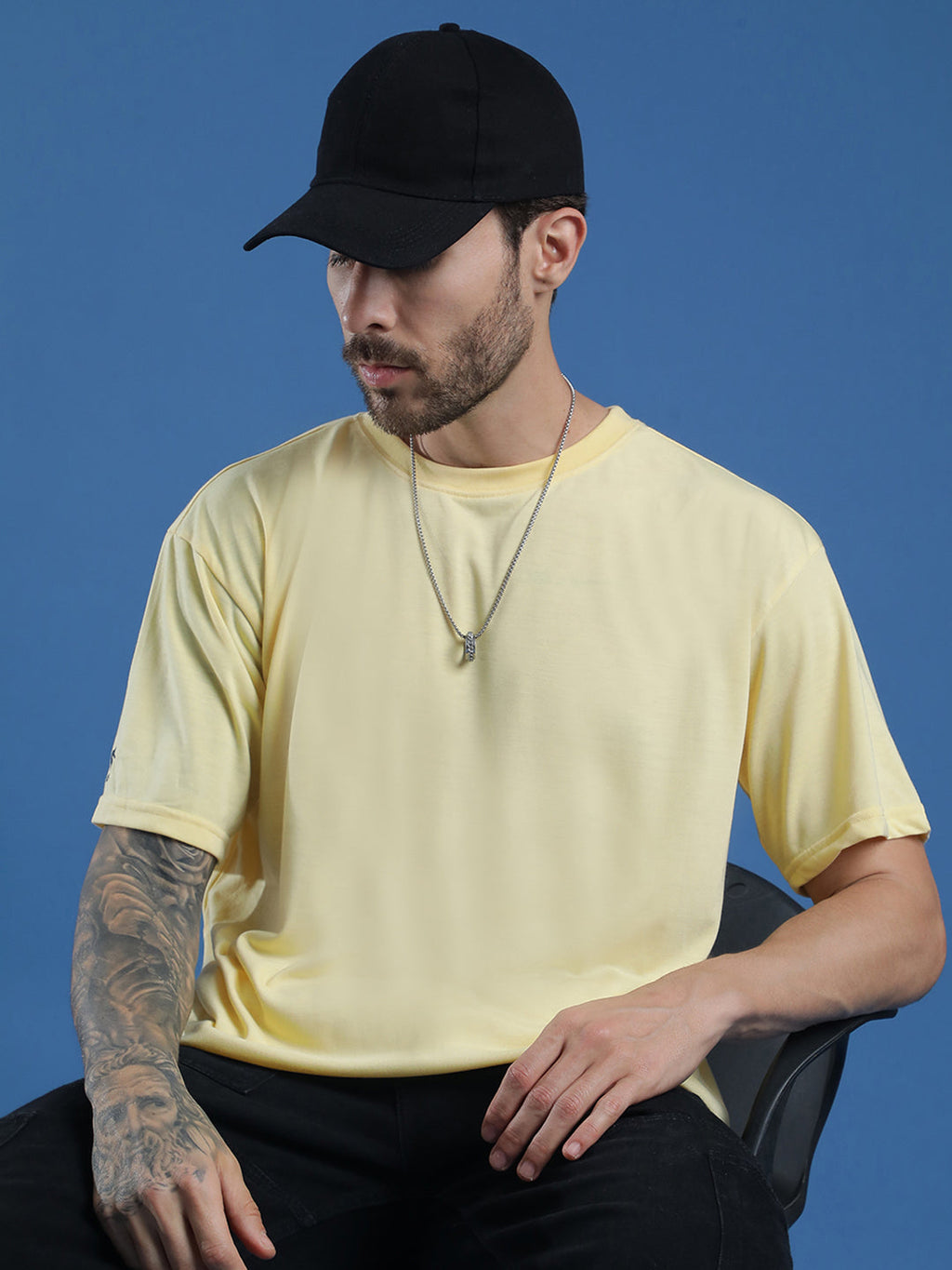 Single Jersey Oversized Round Neck Drop Shoulder Half Sleeve T-Shirt