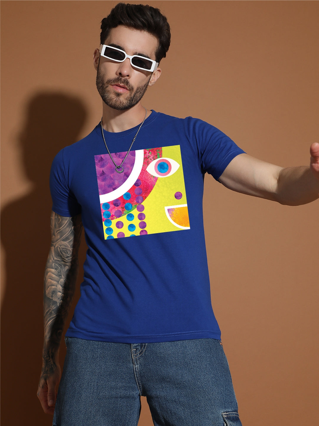 Breezer Tribe Cotton Printed Casual T-Shirt for Men | Round Neck, Half Sleeves, Regular Fit