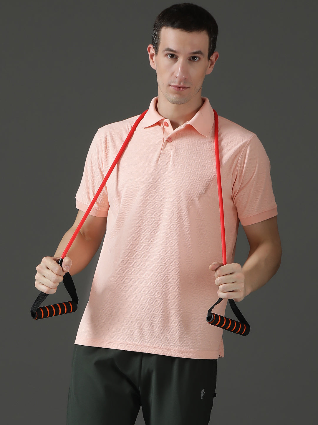 Dryfit Polyester Jacquard Textured Polo Neck Half Sleeve T-Shirt
