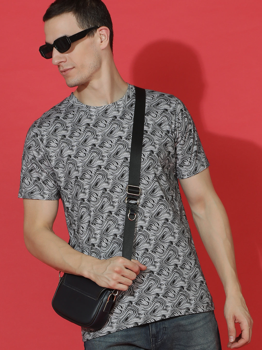 Single Jersey Round Neck Slim Fit Printed Half Sleeve T-Shirt