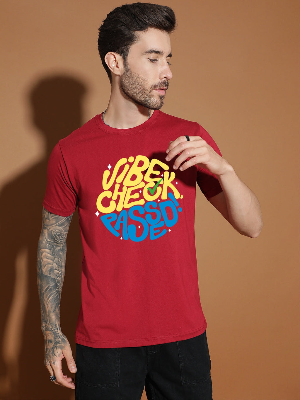 Breezer Tribe White Round Neck Cotton T-Shirt for Men | Regular Fit, Half Sleeves, Casual Printed Style