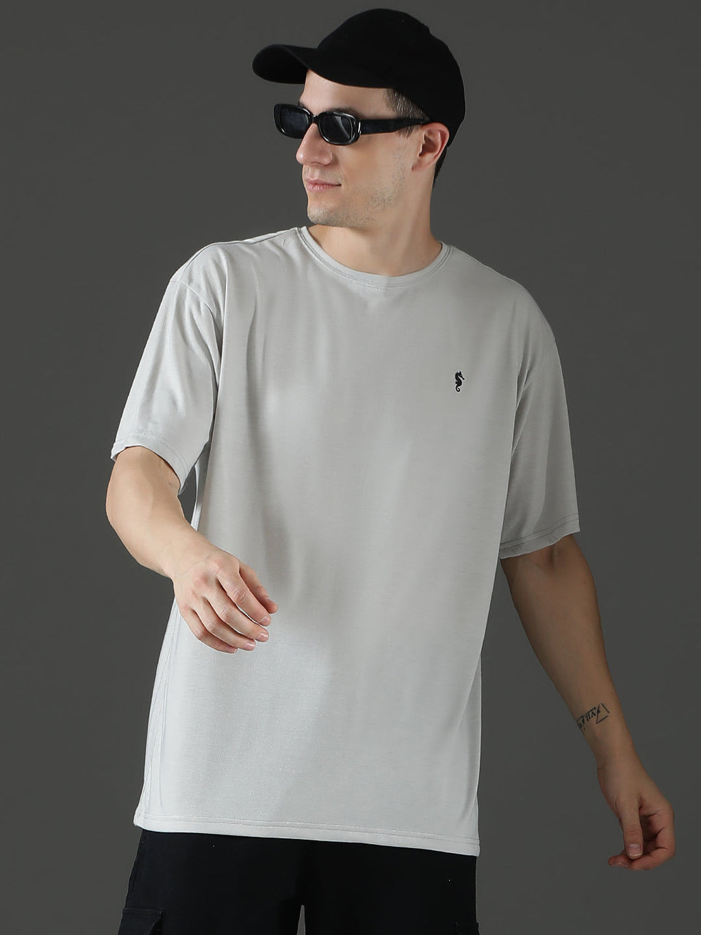 Single Jersey Oversized Round Neck Drop Shoulder Half Sleeve T-Shirt