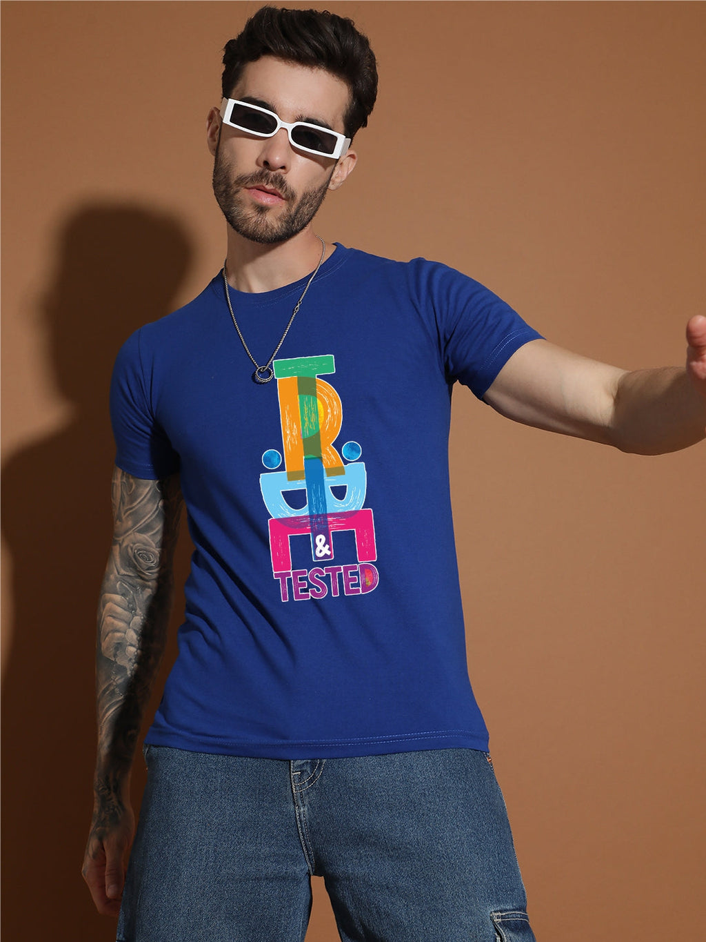 Breezer Tribe Men’s Cotton Single Jersey Round Neck Regular Fit Printed Half Sleeve Casual T-Shirt