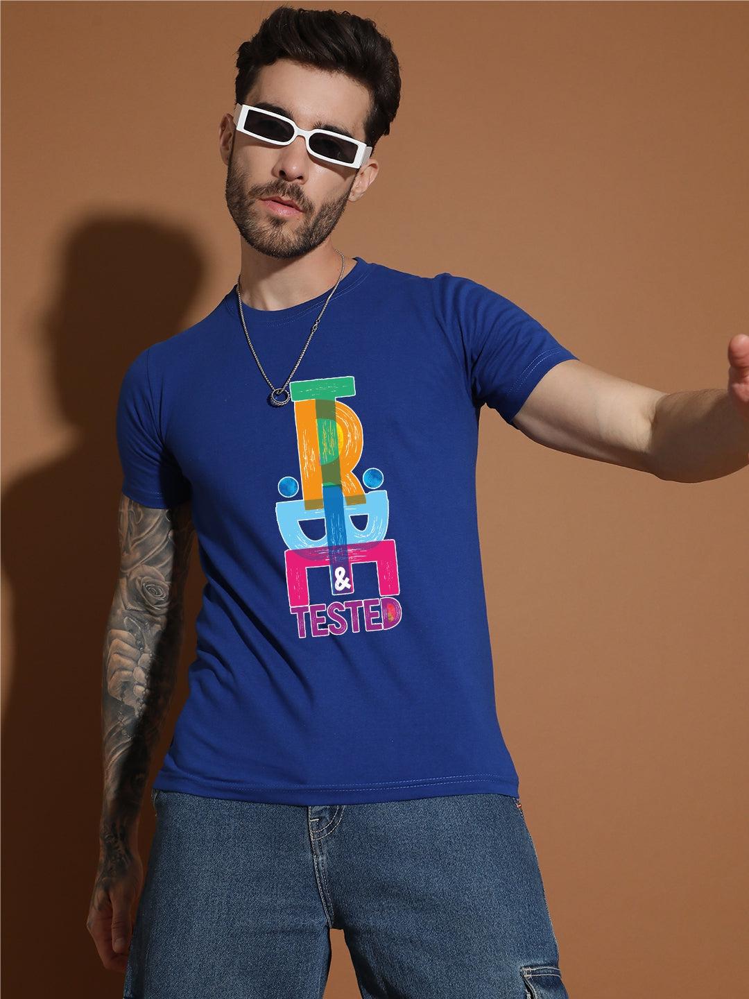 Breezer Tribe Men’s Cotton Single Jersey Round Neck Regular Fit Printed Half Sleeve Casual T-Shirt