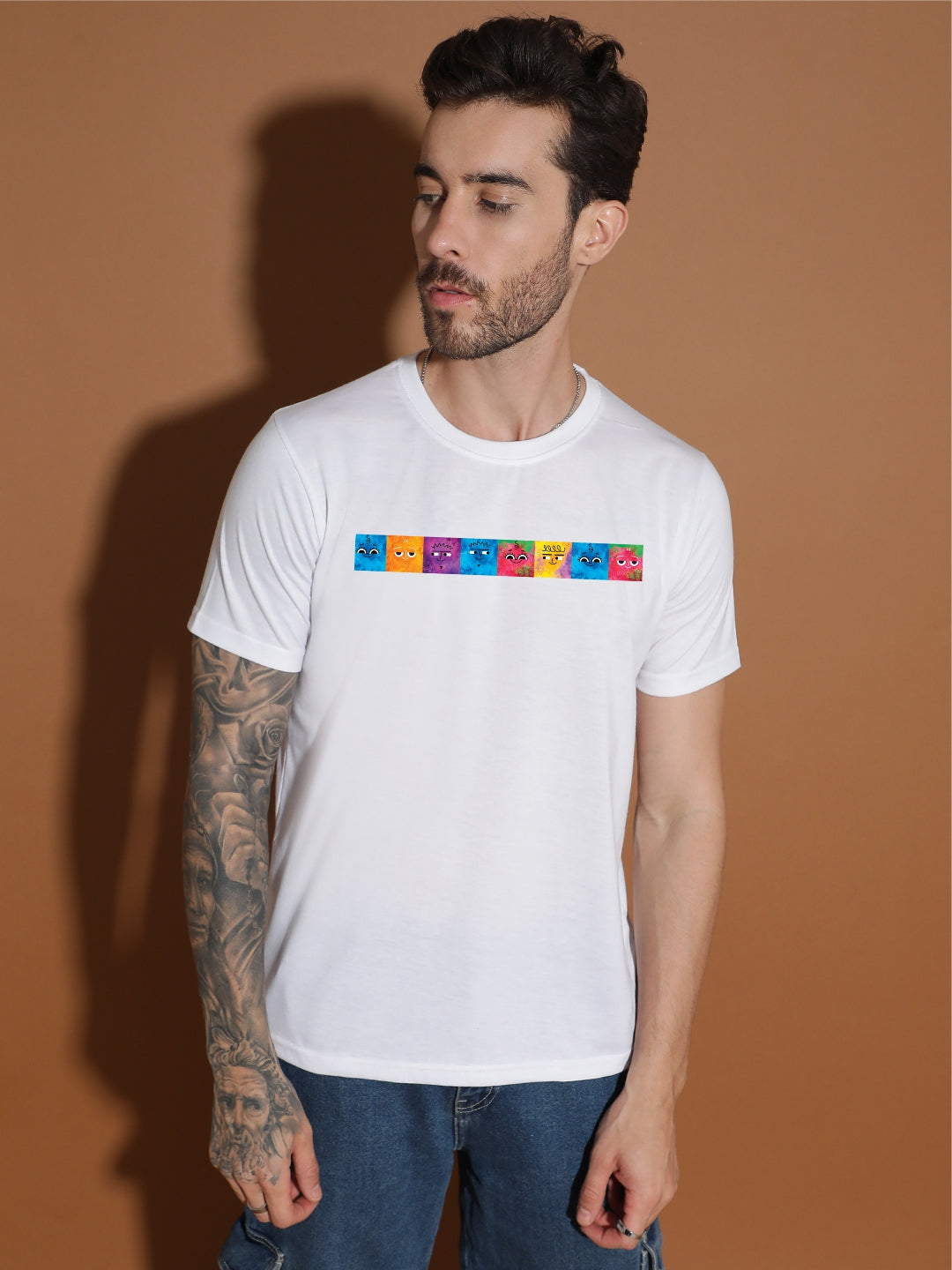 Breezer Tribe Men’s Cotton Jersey Half Sleeve Round Neck Regular Fit Printed Casual Tee