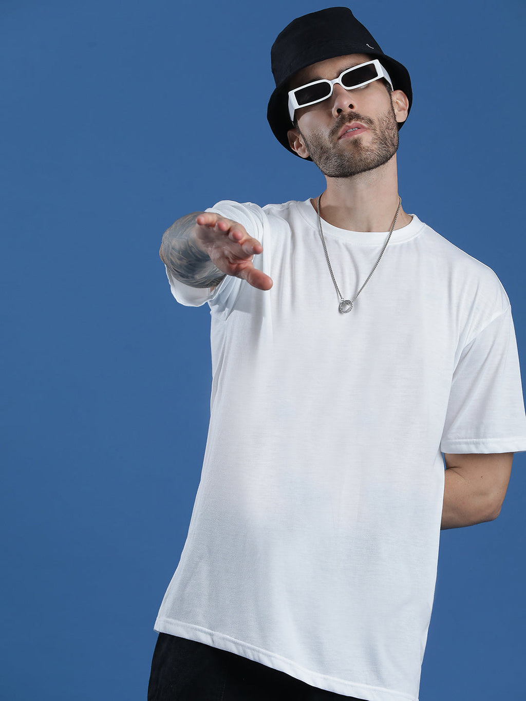 Single Jersey Oversized Round Neck Drop Shoulder Half Sleeve T-Shirt
