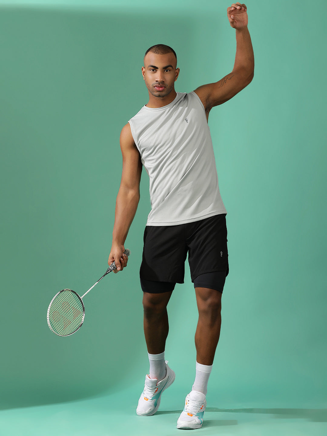 Sleeveless Sweat-Absorbing Gym Co-Ord Set with Pockets.