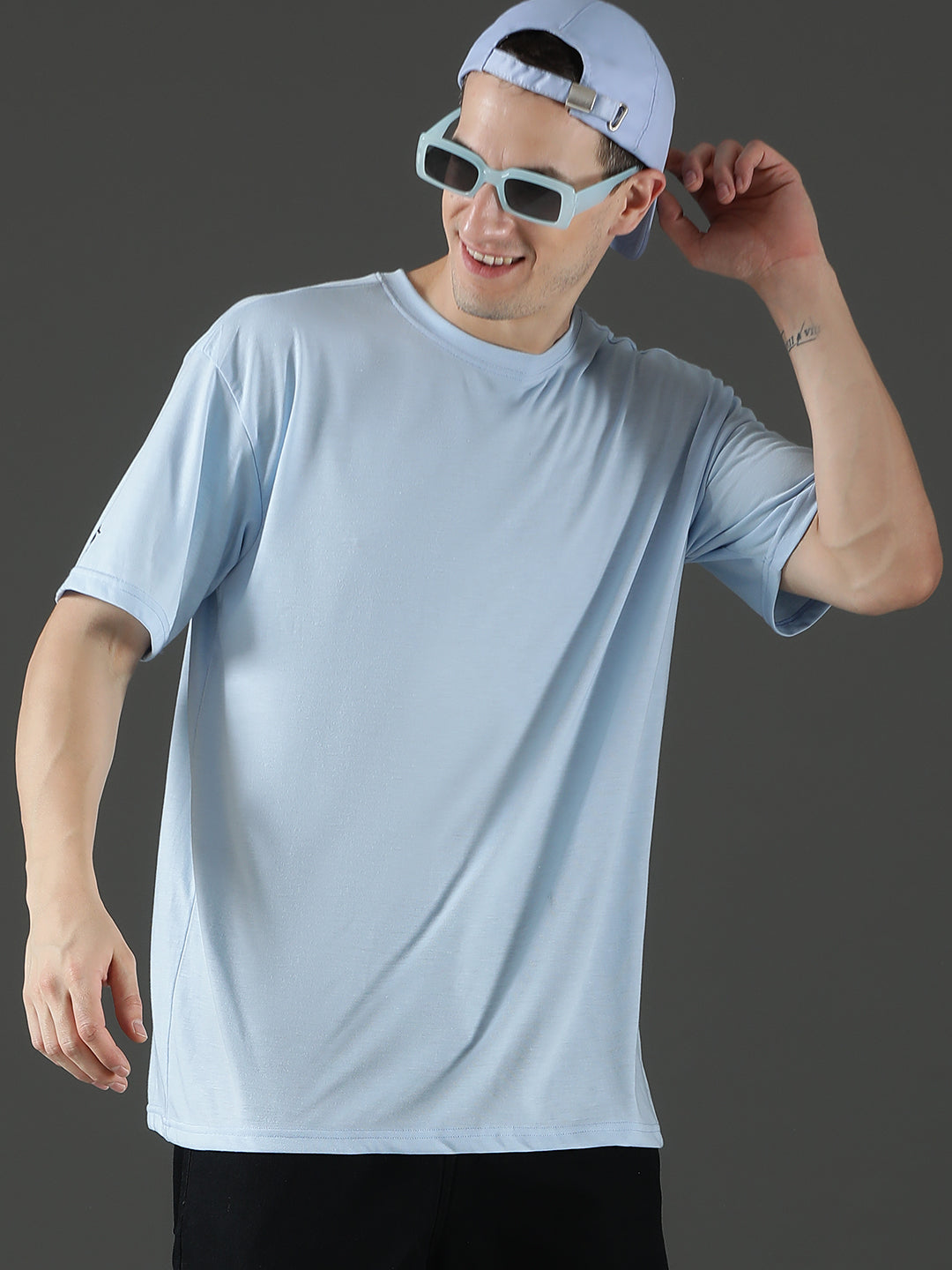 Single Jersey Oversized Round Neck Drop Shoulder Half Sleeve T-Shirt