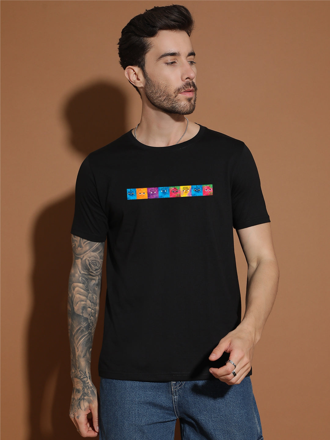 Breezer Tribe Men’s Cotton Jersey Half Sleeve Round Neck Regular Fit Printed Casual Tee