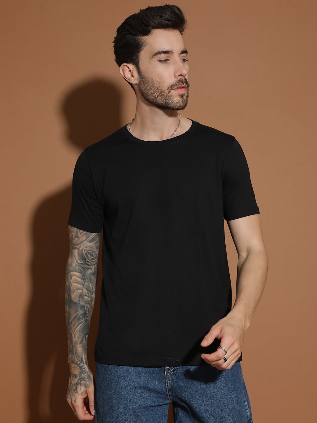Single Jersey Round Neck Regular Fit Half Sleeve Casual T-Shirt