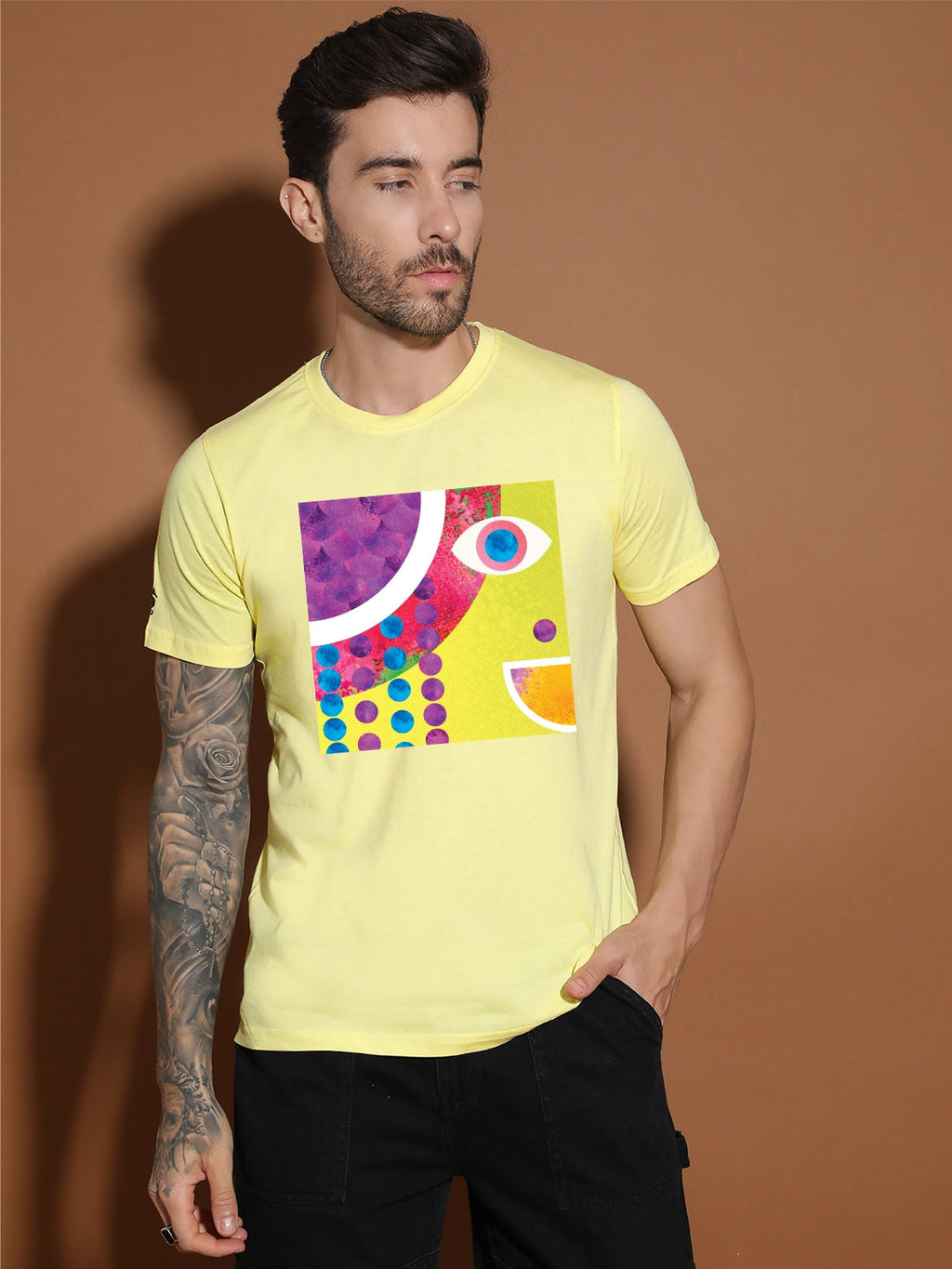 Breezer Tribe Cotton Printed Casual T-Shirt for Men | Round Neck, Half Sleeves, Regular Fit