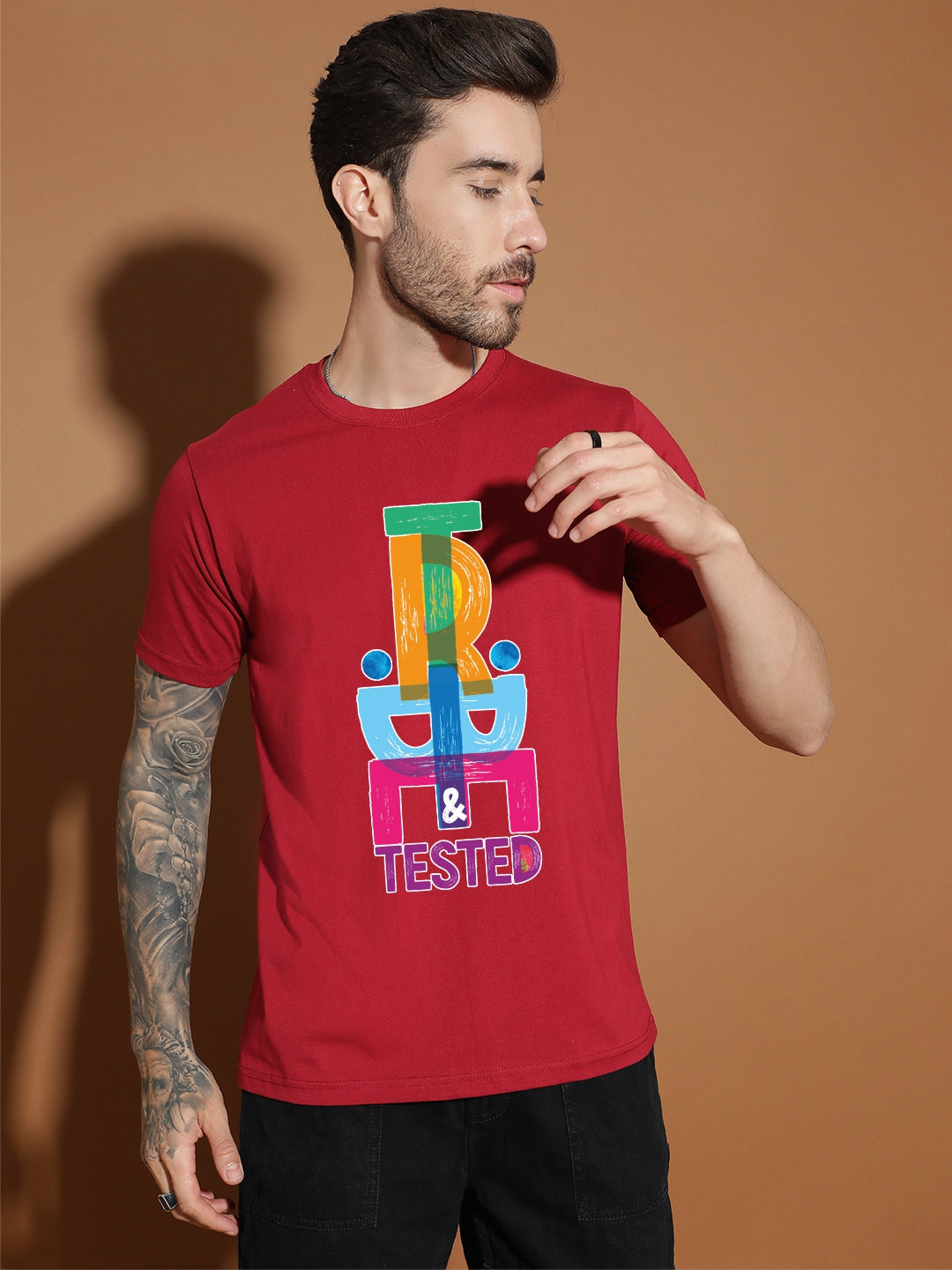 Breezer Tribe Men’s Cotton Single Jersey Round Neck Regular Fit Printed Half Sleeve Casual T-Shirt