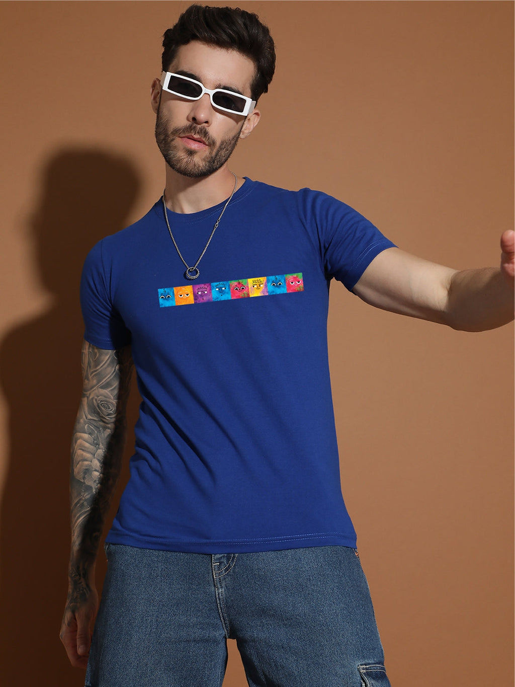 Breezer Tribe Men’s Cotton Jersey Half Sleeve Round Neck Regular Fit Printed Casual Tee