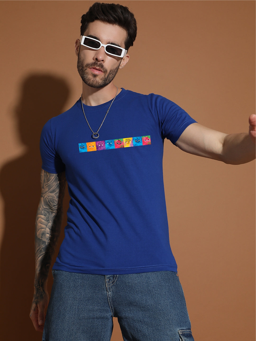 Breezer Tribe Men’s Cotton Jersey Half Sleeve Round Neck Regular Fit Printed Casual Tee