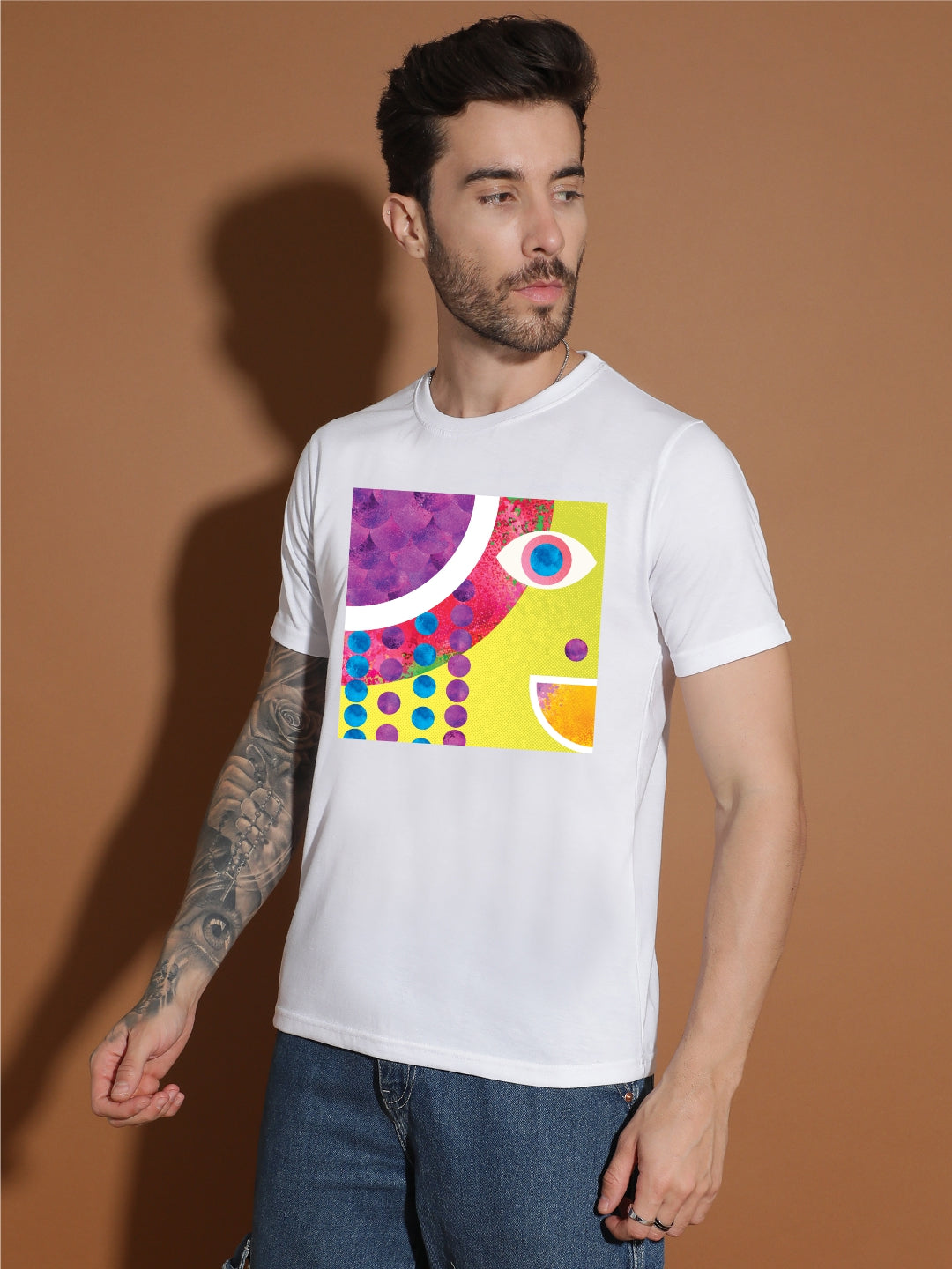 Breezer Tribe Cotton Printed Casual T-Shirt for Men | Round Neck, Half Sleeves, Regular Fit