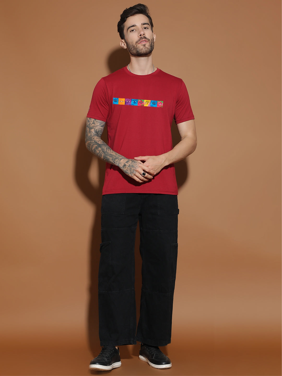 Breezer Tribe Men’s Cotton Jersey Half Sleeve Round Neck Regular Fit Printed Casual Tee