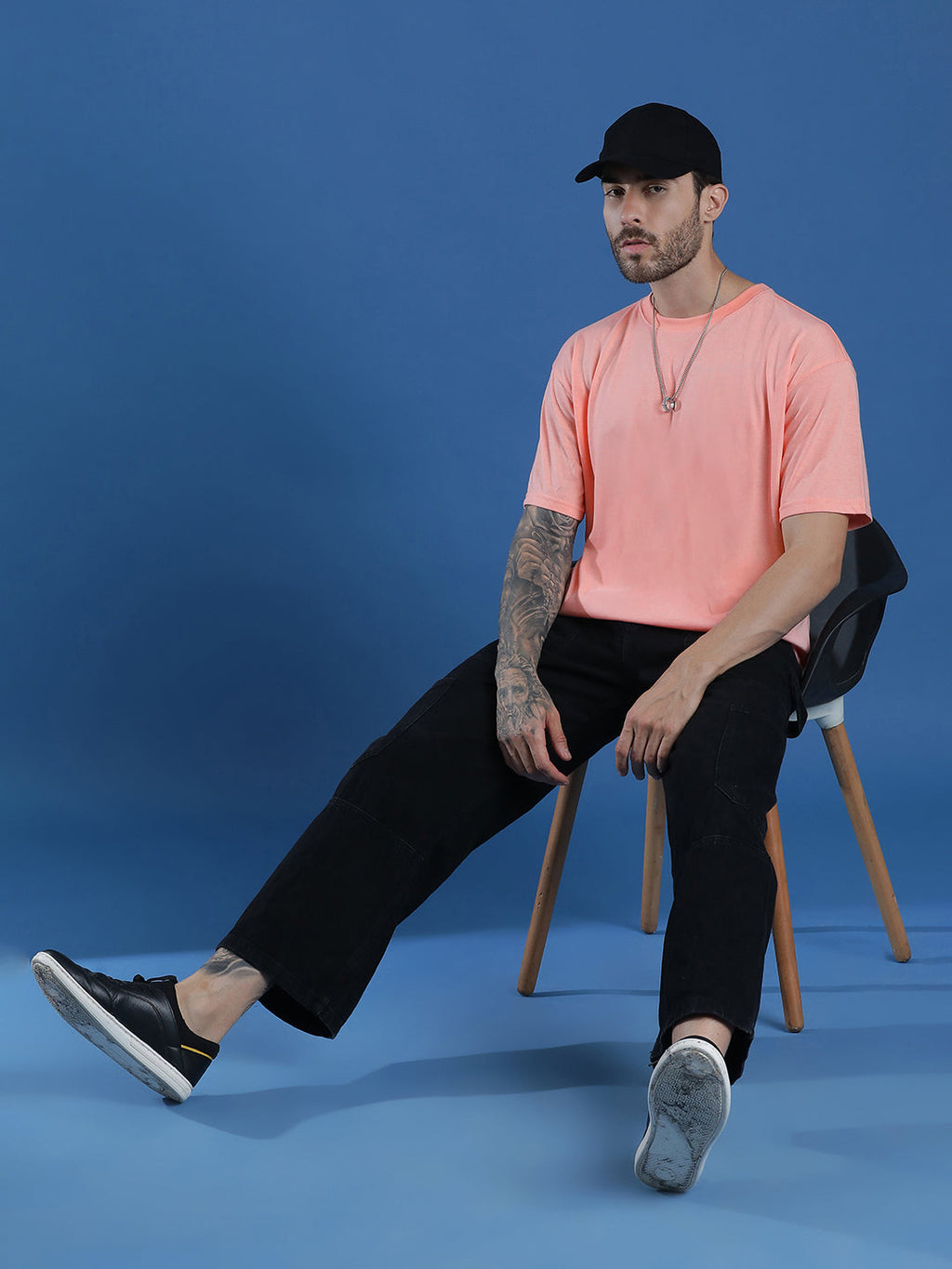 Single Jersey Oversized Round Neck Drop Shoulder Half Sleeve T-Shirt