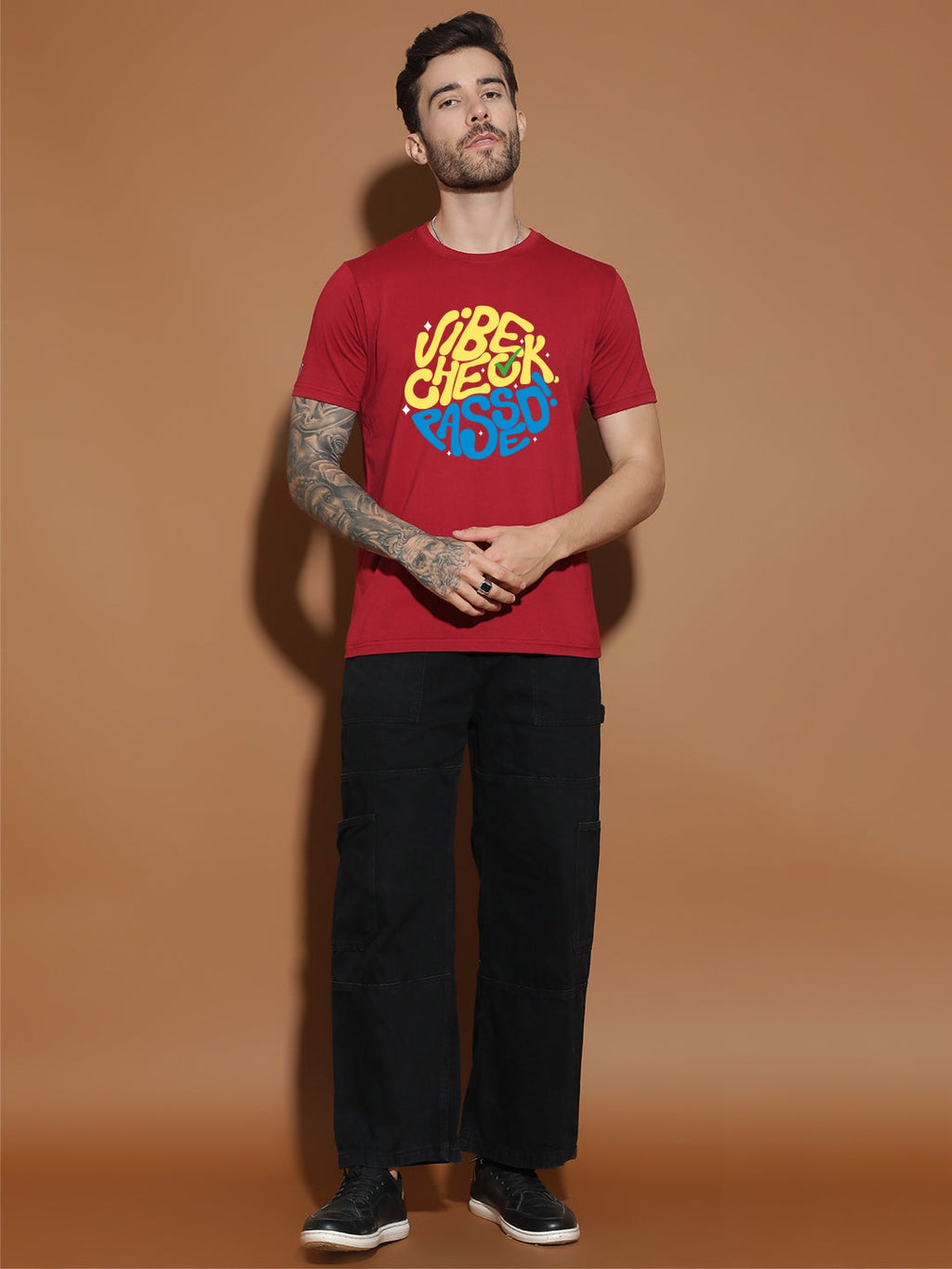 Breezer Tribe White Round Neck Cotton T-Shirt for Men | Regular Fit, Half Sleeves, Casual Printed Style