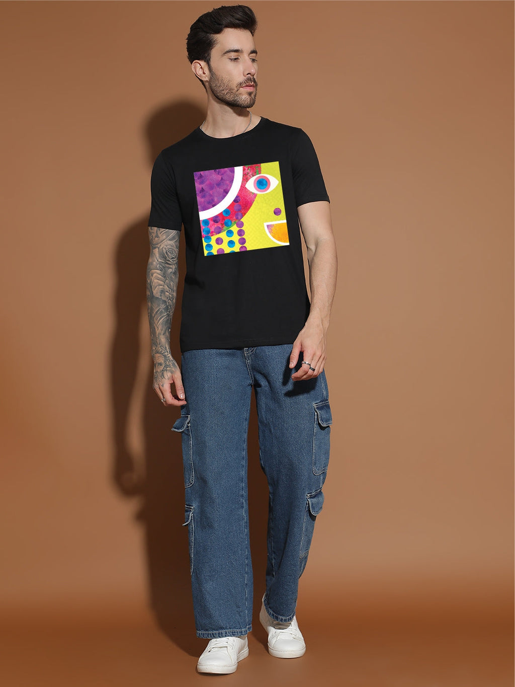 Breezer Tribe Cotton Printed Casual T-Shirt for Men | Round Neck, Half Sleeves, Regular Fit