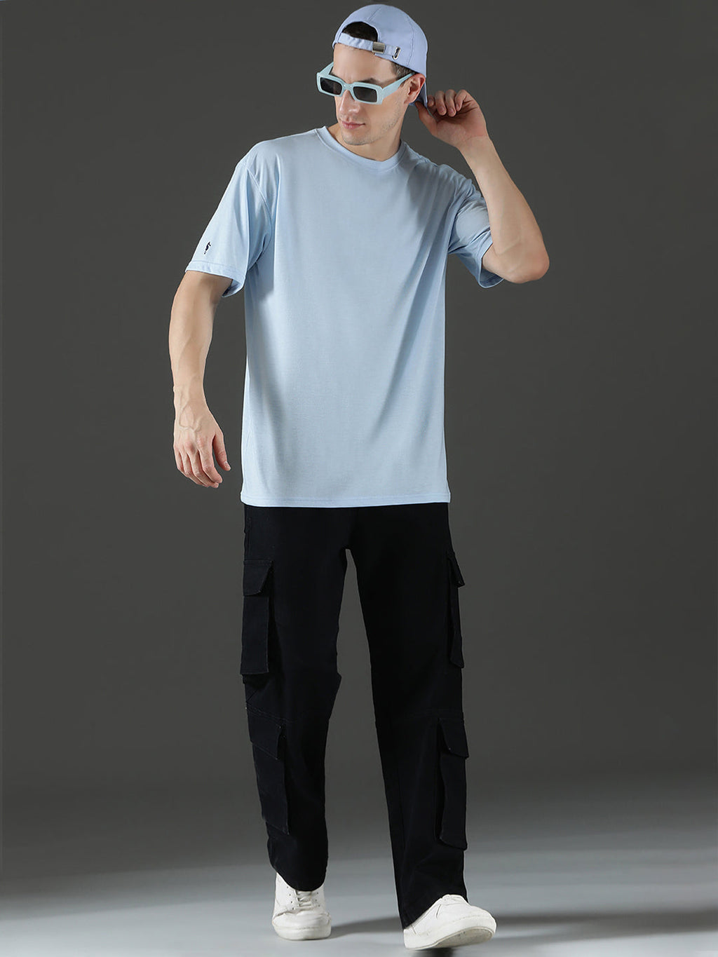 Single Jersey Oversized Round Neck Drop Shoulder Half Sleeve T-Shirt