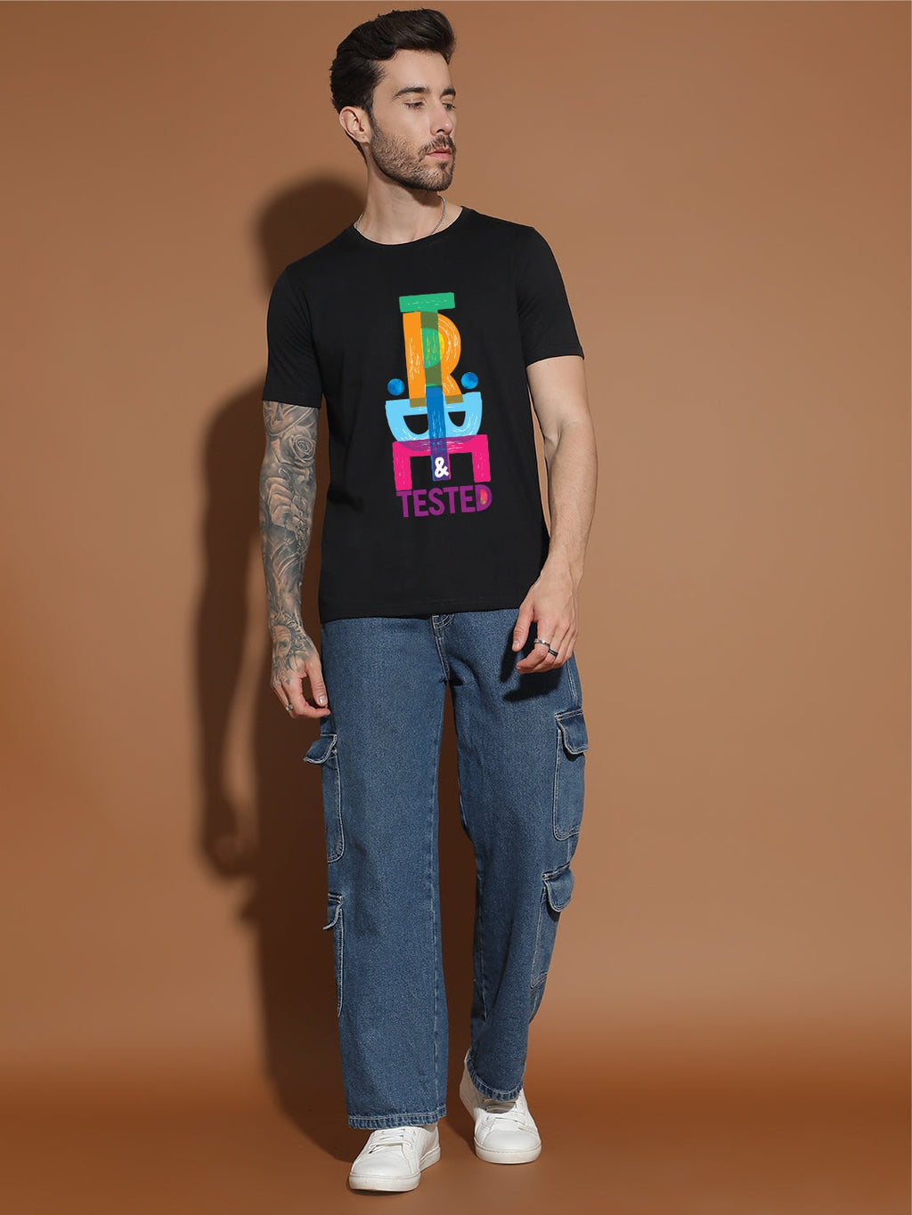 Breezer Tribe Men’s Cotton Single Jersey Round Neck Regular Fit Printed Half Sleeve Casual T-Shirt