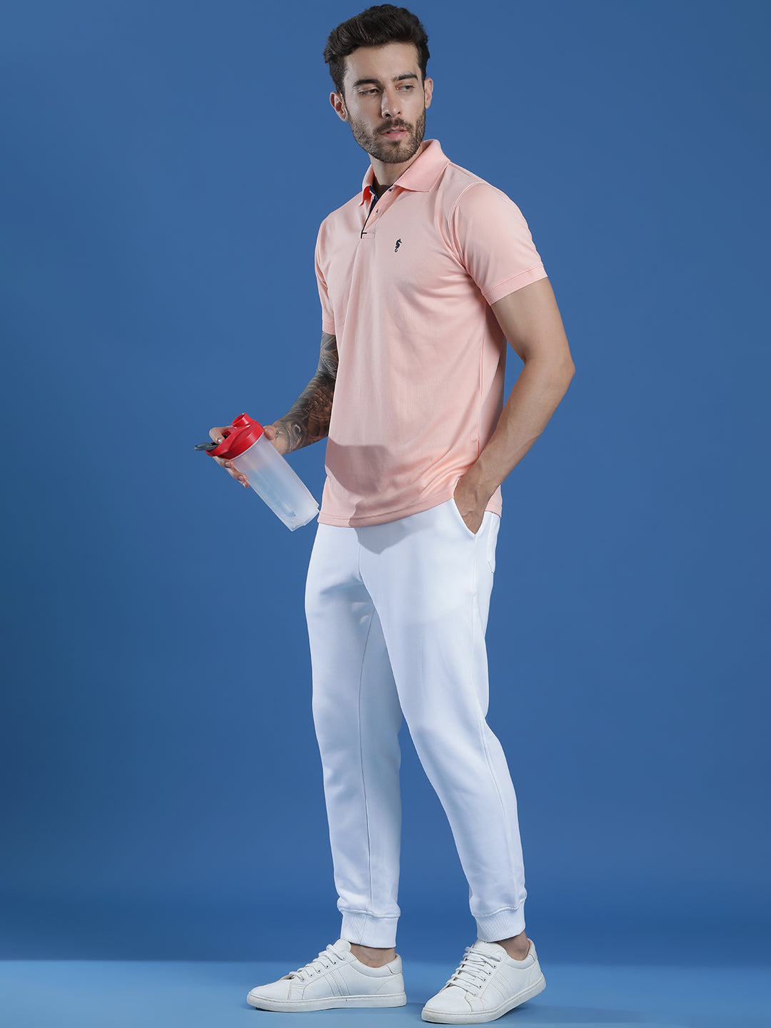 Dryfit Textured Structured Polo Neck Half Sleeve Casual T-Shirt