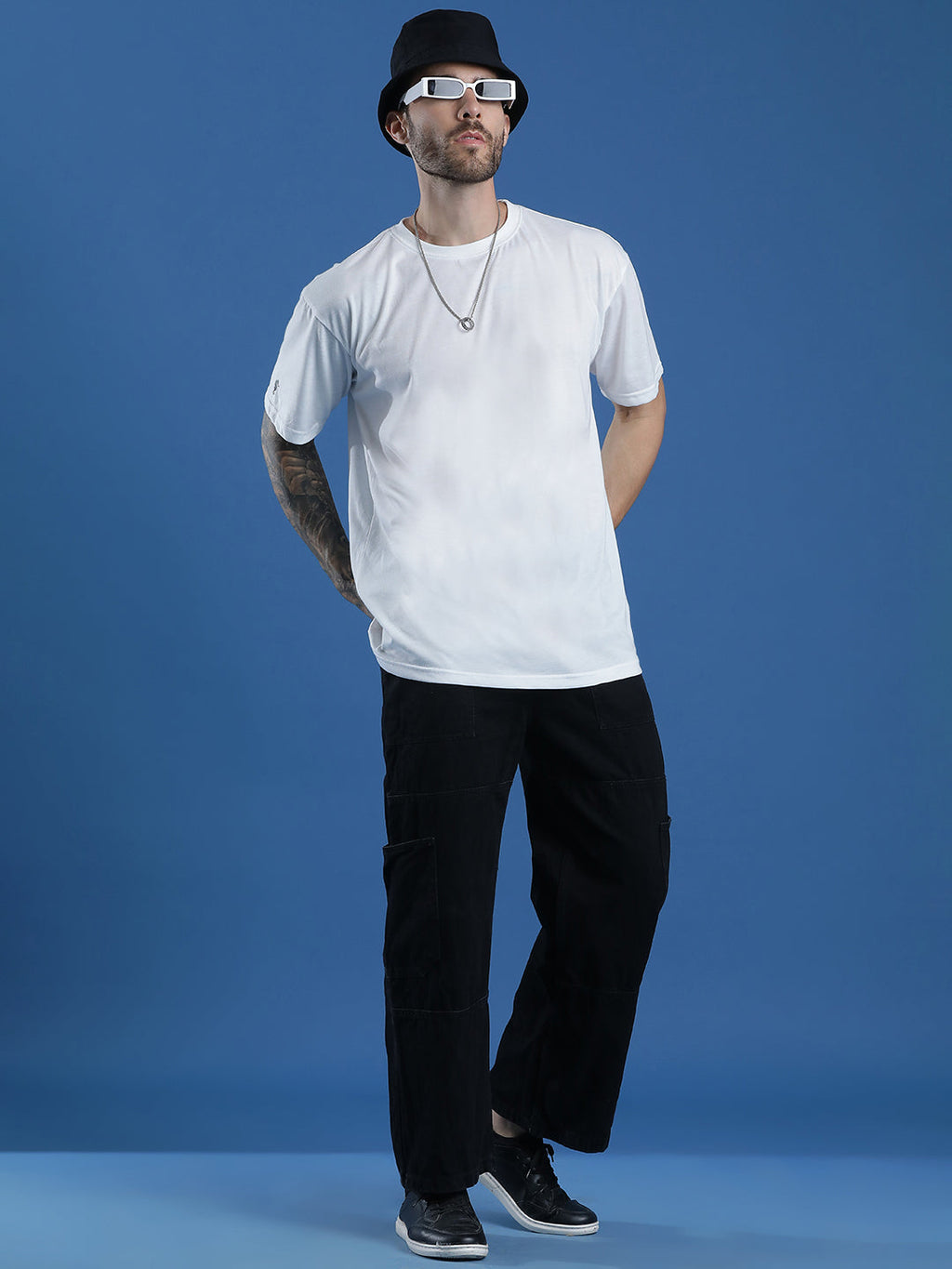 Single Jersey Oversized Round Neck Drop Shoulder Half Sleeve T-Shirt