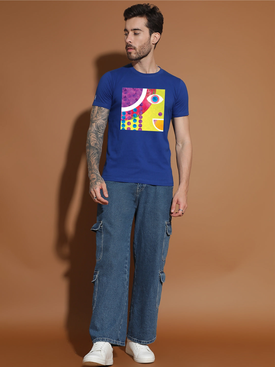 Breezer Tribe Cotton Printed Casual T-Shirt for Men | Round Neck, Half Sleeves, Regular Fit