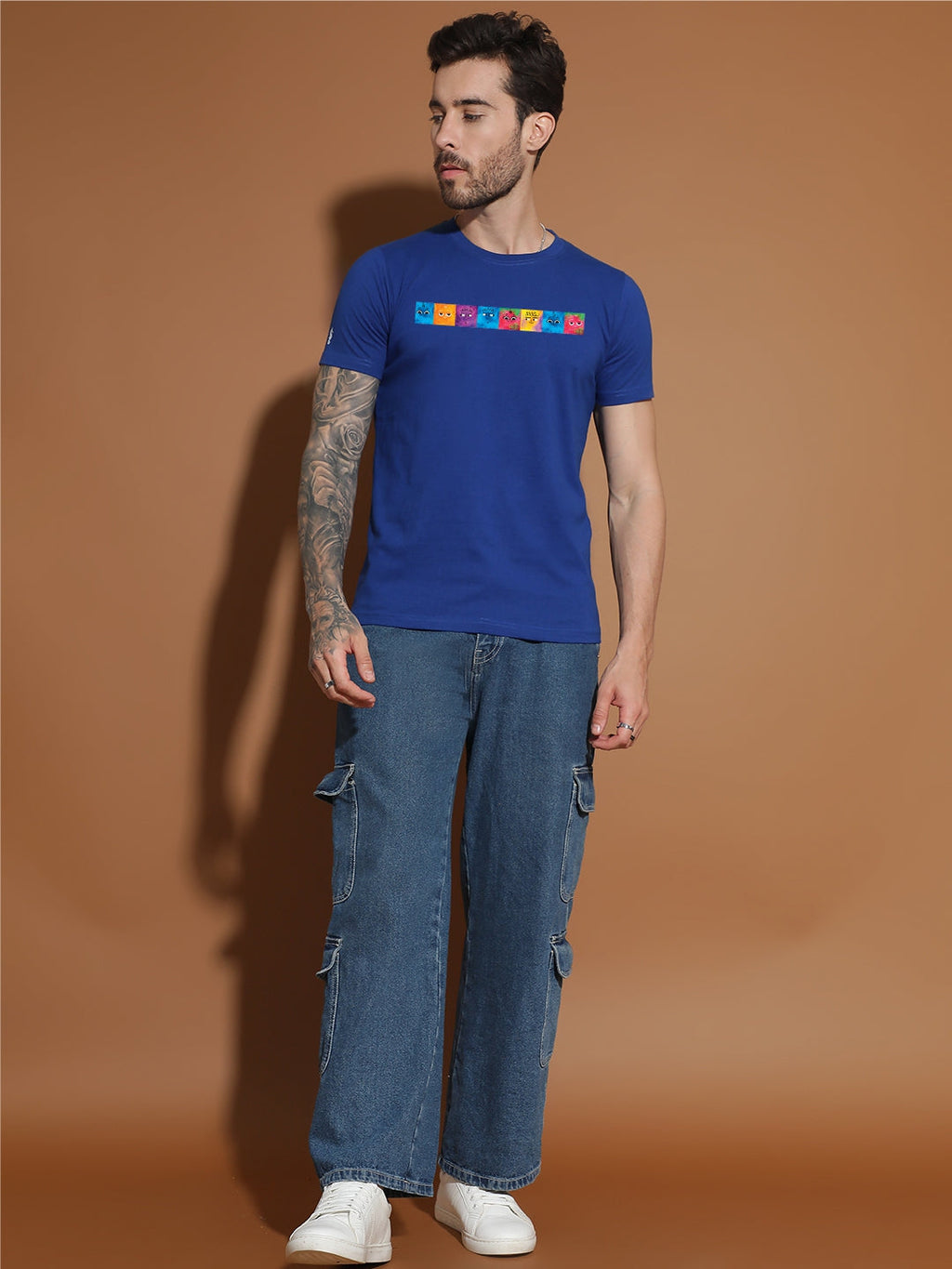 Breezer Tribe Men’s Cotton Jersey Half Sleeve Round Neck Regular Fit Printed Casual Tee