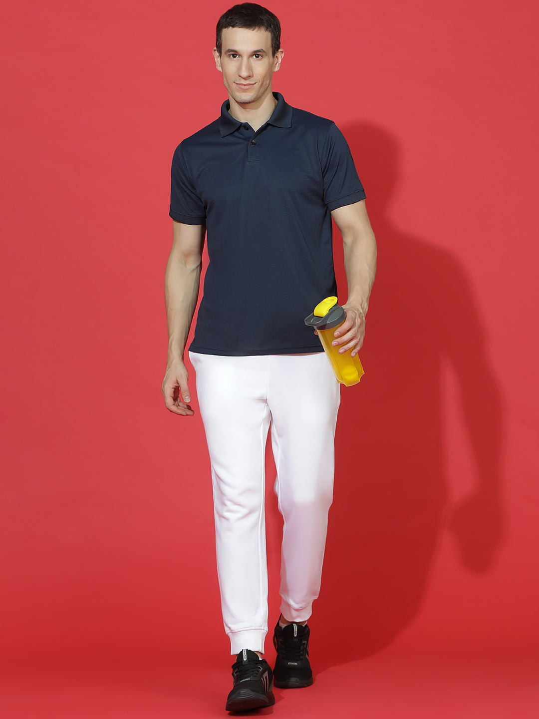 Dryfit Micro Polyester Textured Polo Neck Slim Fit Half Sleeve T-Shirt