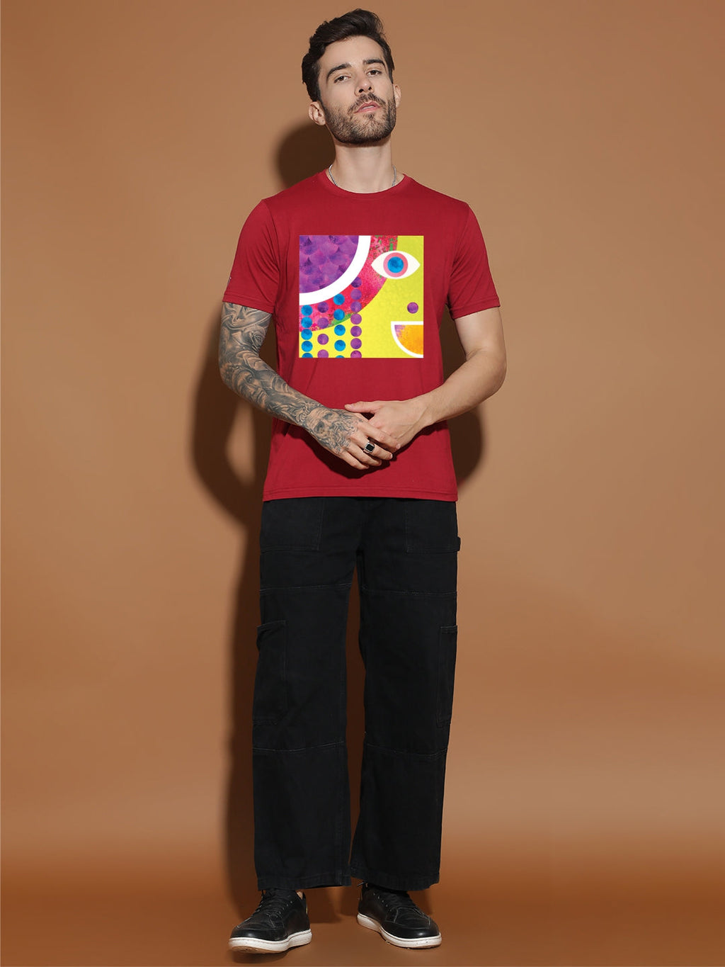 Breezer Tribe Cotton Printed Casual T-Shirt for Men | Round Neck, Half Sleeves, Regular Fit