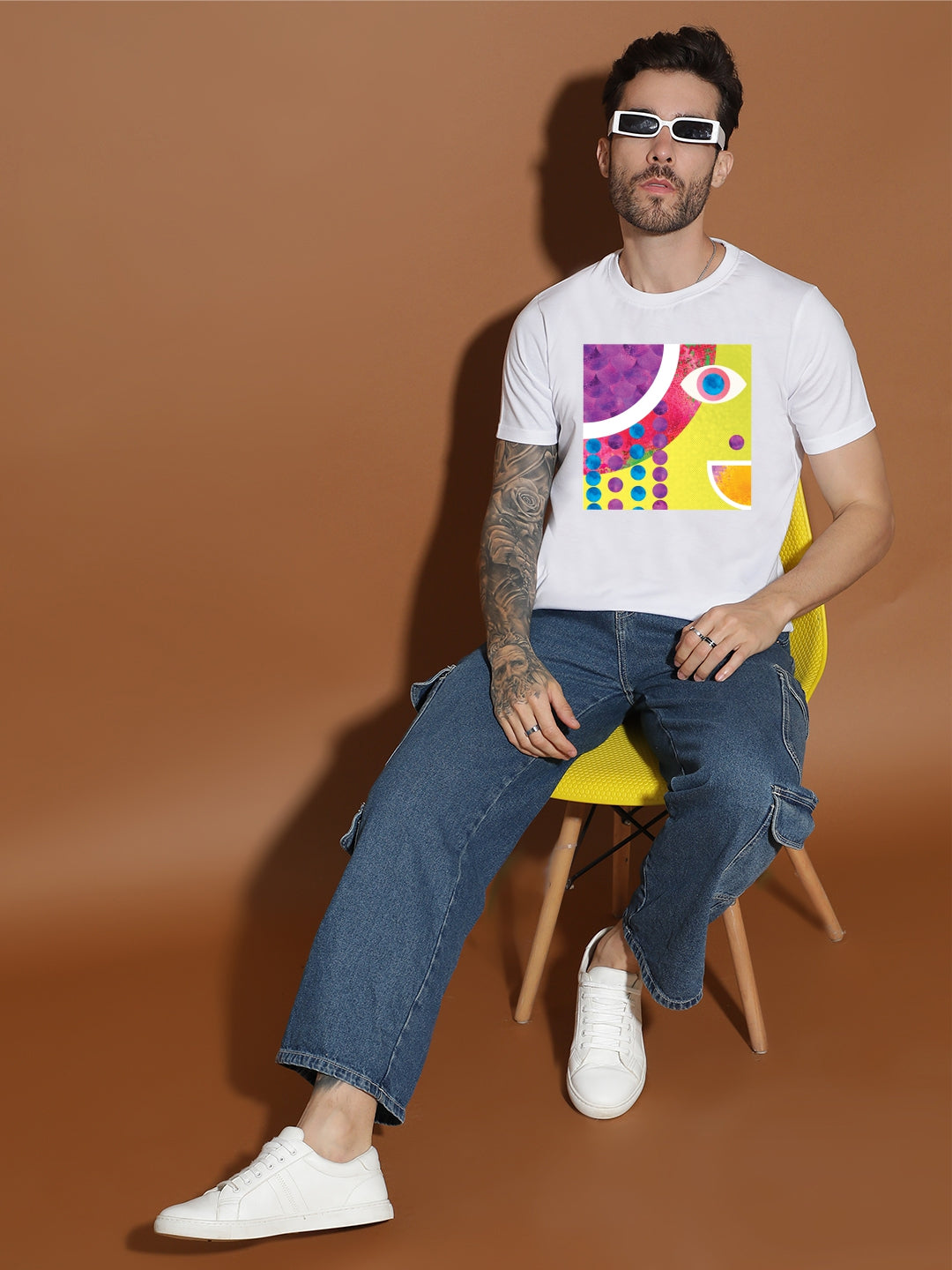 Breezer Tribe Cotton Printed Casual T-Shirt for Men | Round Neck, Half Sleeves, Regular Fit