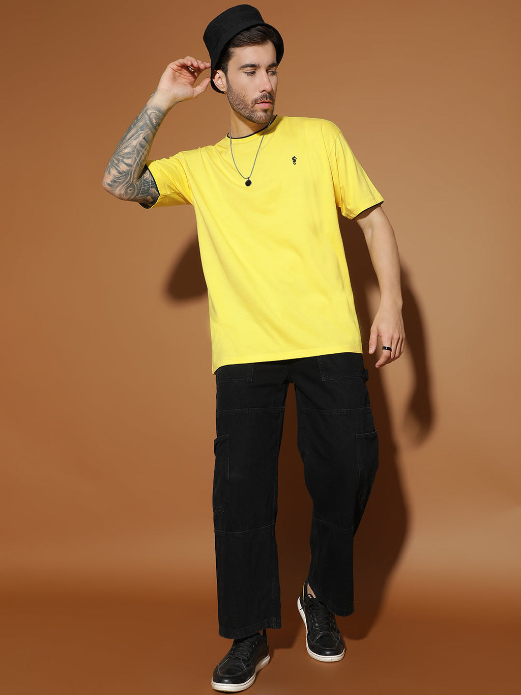 Single Jersey Oversized Round Neck Drop Shoulder Half Sleeve Casual T-Shirt