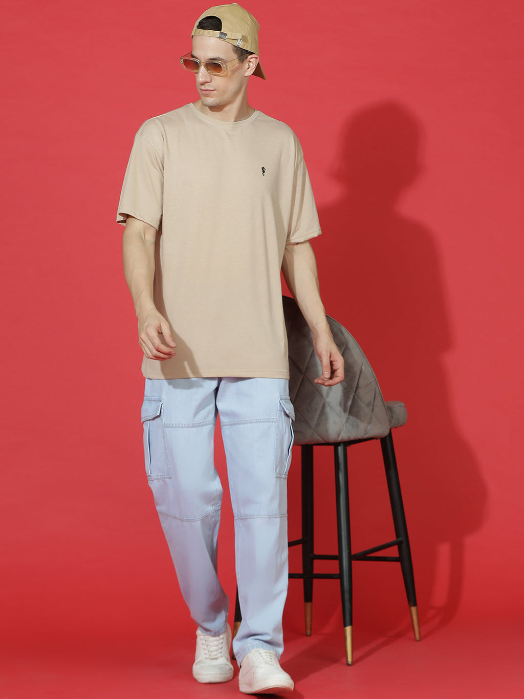 Single Jersey Oversized Round Neck Drop Shoulder Half Sleeve T-Shirt