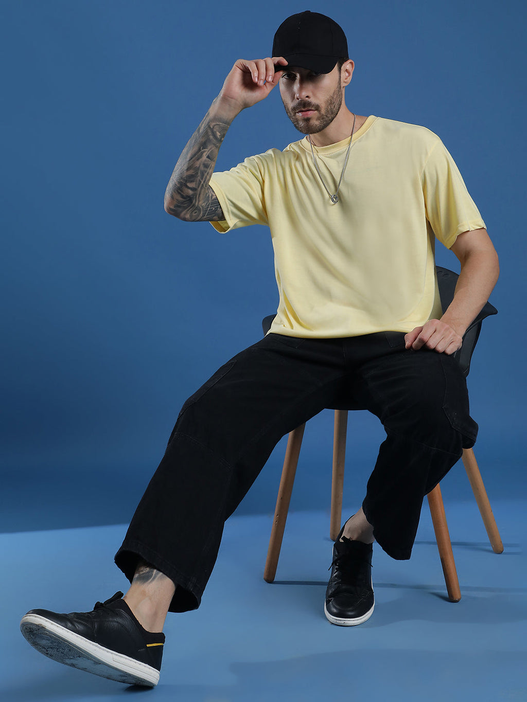 Single Jersey Oversized Round Neck Drop Shoulder Half Sleeve T-Shirt