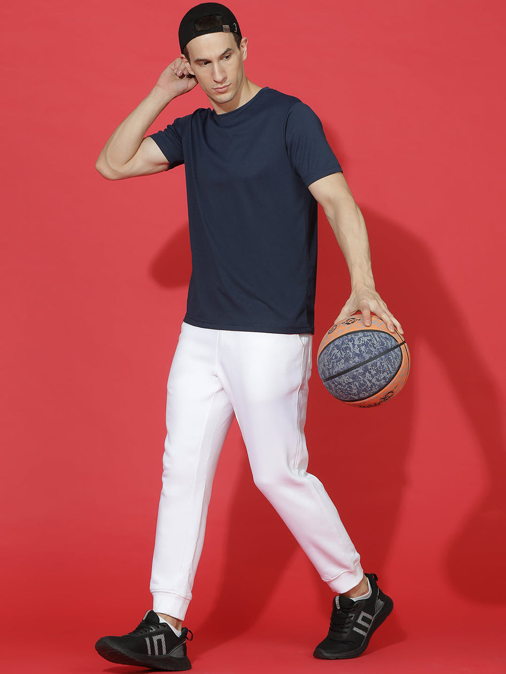 Polyester Jacquard Textured Round Neck Slim Fit Half Sleeve T-Shirt