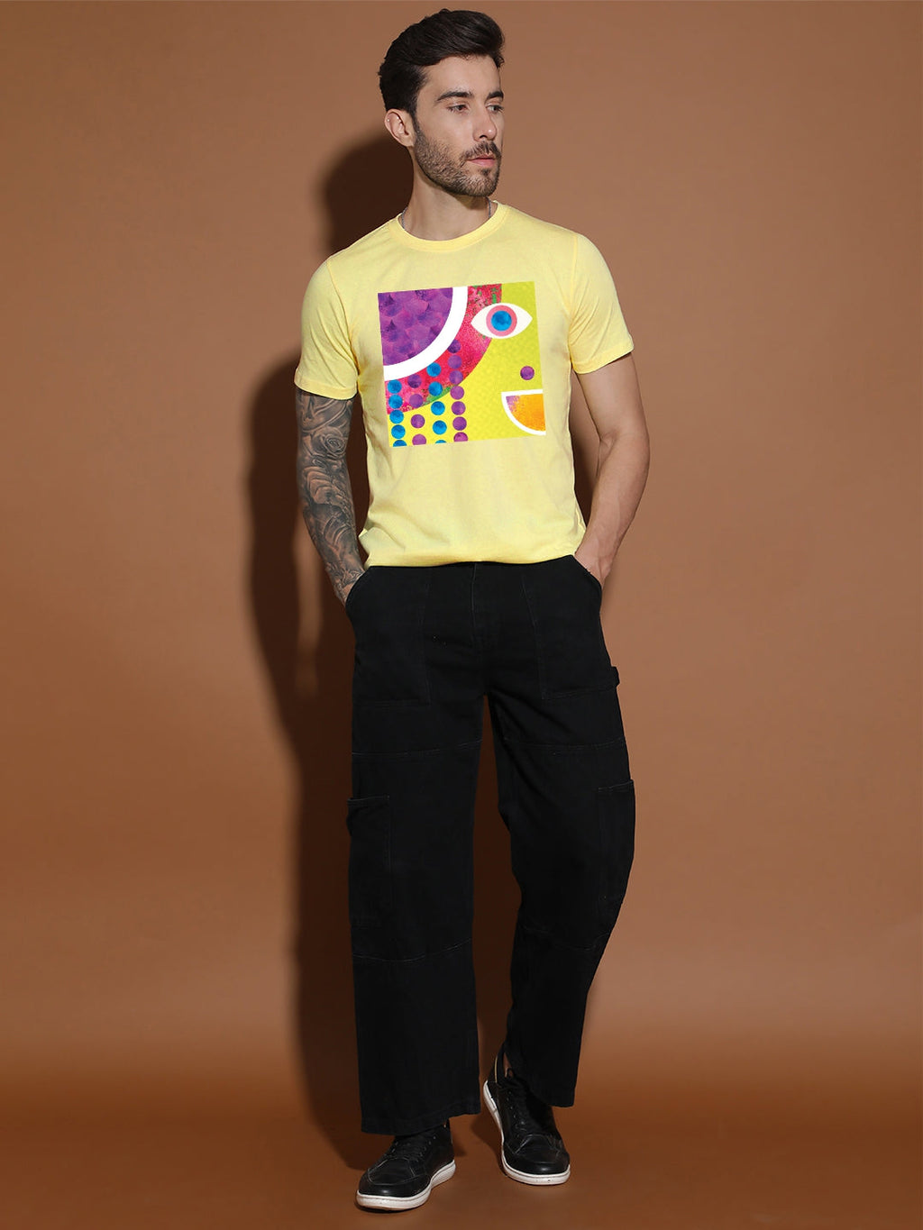 Breezer Tribe Cotton Printed Casual T-Shirt for Men | Round Neck, Half Sleeves, Regular Fit