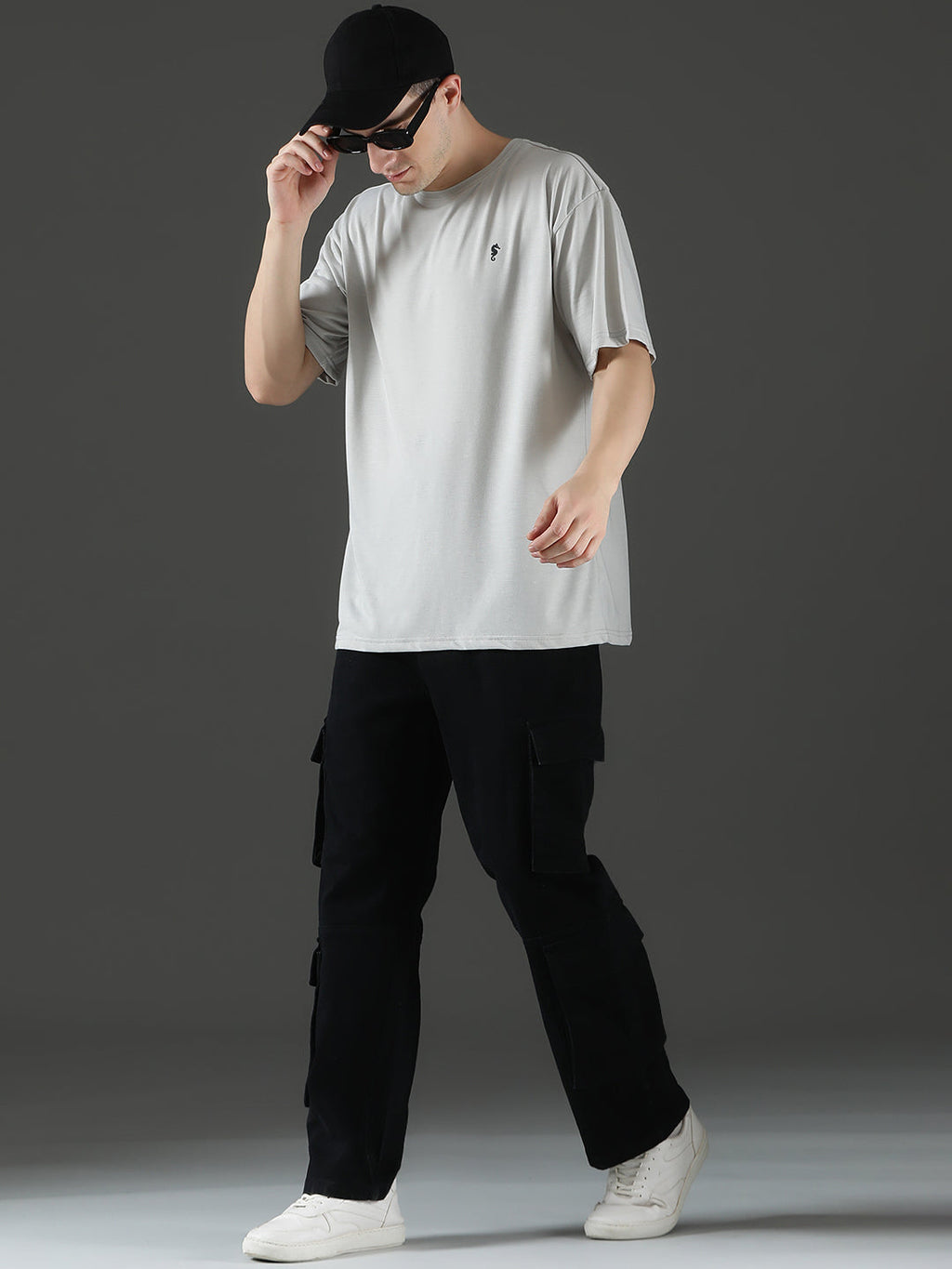 Single Jersey Oversized Round Neck Drop Shoulder Half Sleeve T-Shirt