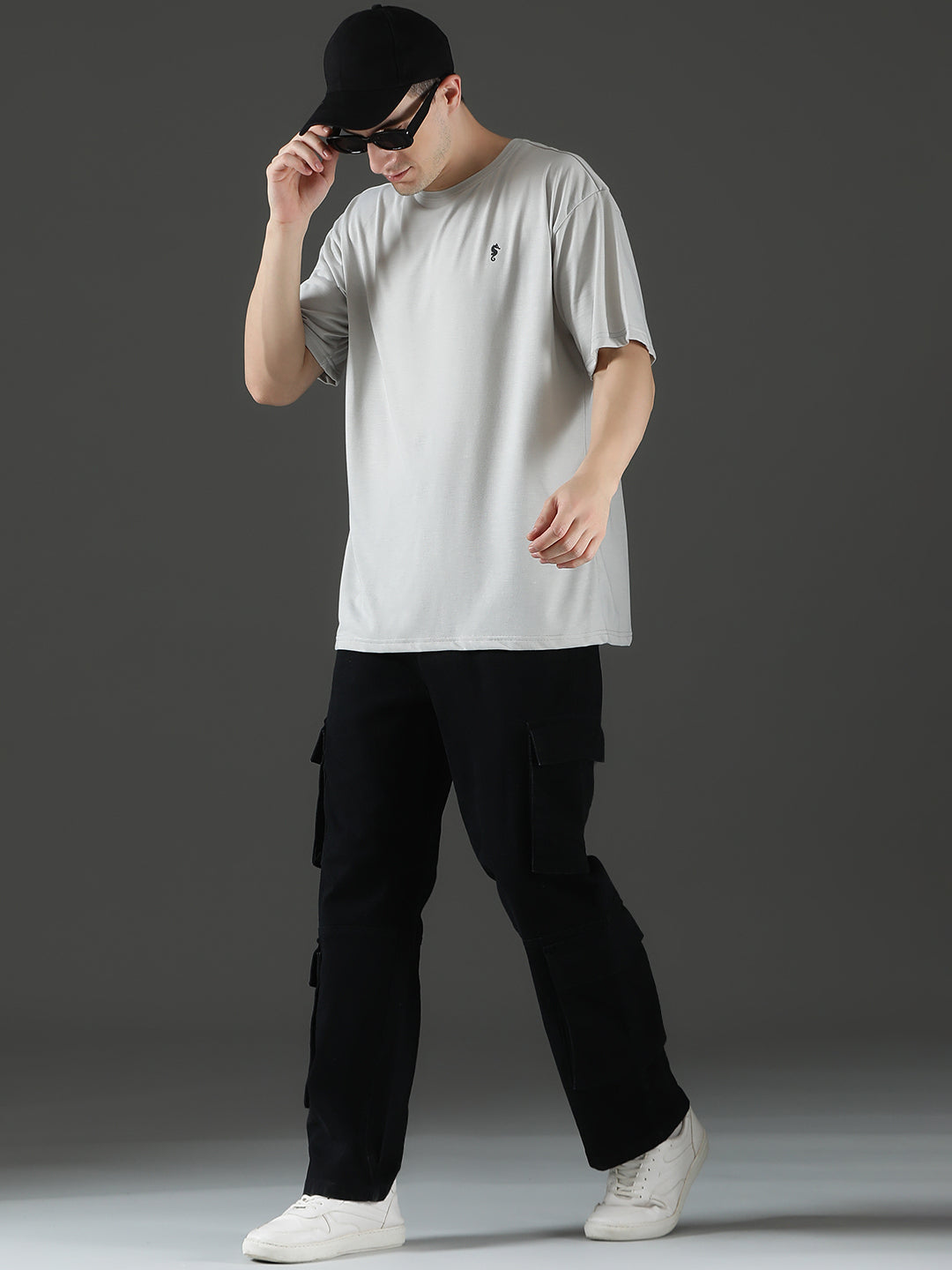 Single Jersey Oversized Round Neck Drop Shoulder Half Sleeve T-Shirt